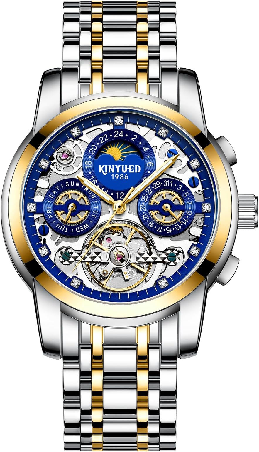 Classic Men's Watches Moon Phase Display Tourbillon Multi-Function Full Automatic Men Watch High end Male Wristwatches