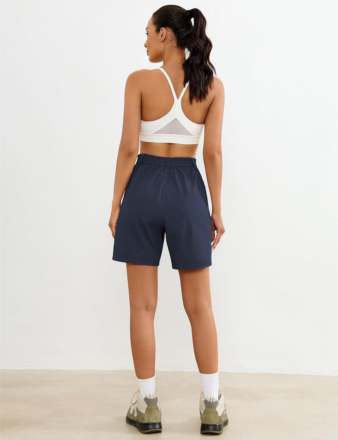 luvamia Hiking Shorts for Women Cargo Lightweight Water Resistant Elastic Waist Golf Casual Summer 7 Inch Inseam Shorts - Image 3