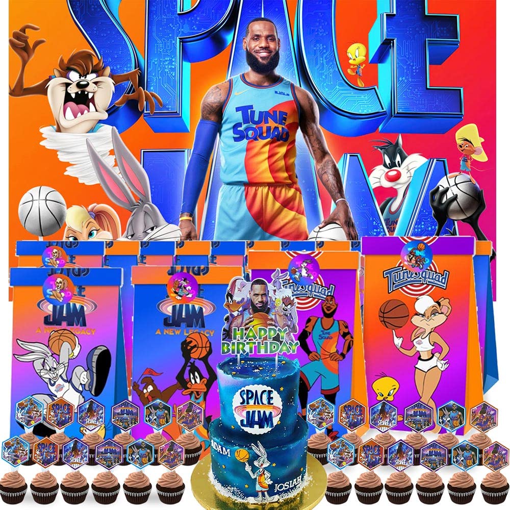 Basketball Jam Party Supplies Basketball Space Birthday Party Decorations Bags Goodie Supplies Cake Topper Backdrop Banner