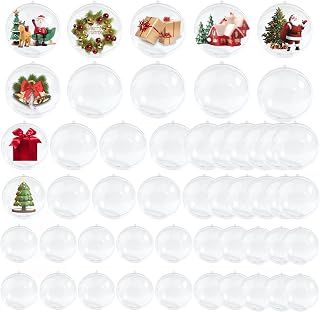 50 Pcs Clear Plastic Fillable Ornaments,DIY Craft Ball,Transparent Craft Ornament Balls,for Christmas,Bath Bomb,Wedding,Party,Home Decor,4 Size,40mm,50mm,60mm,70mm