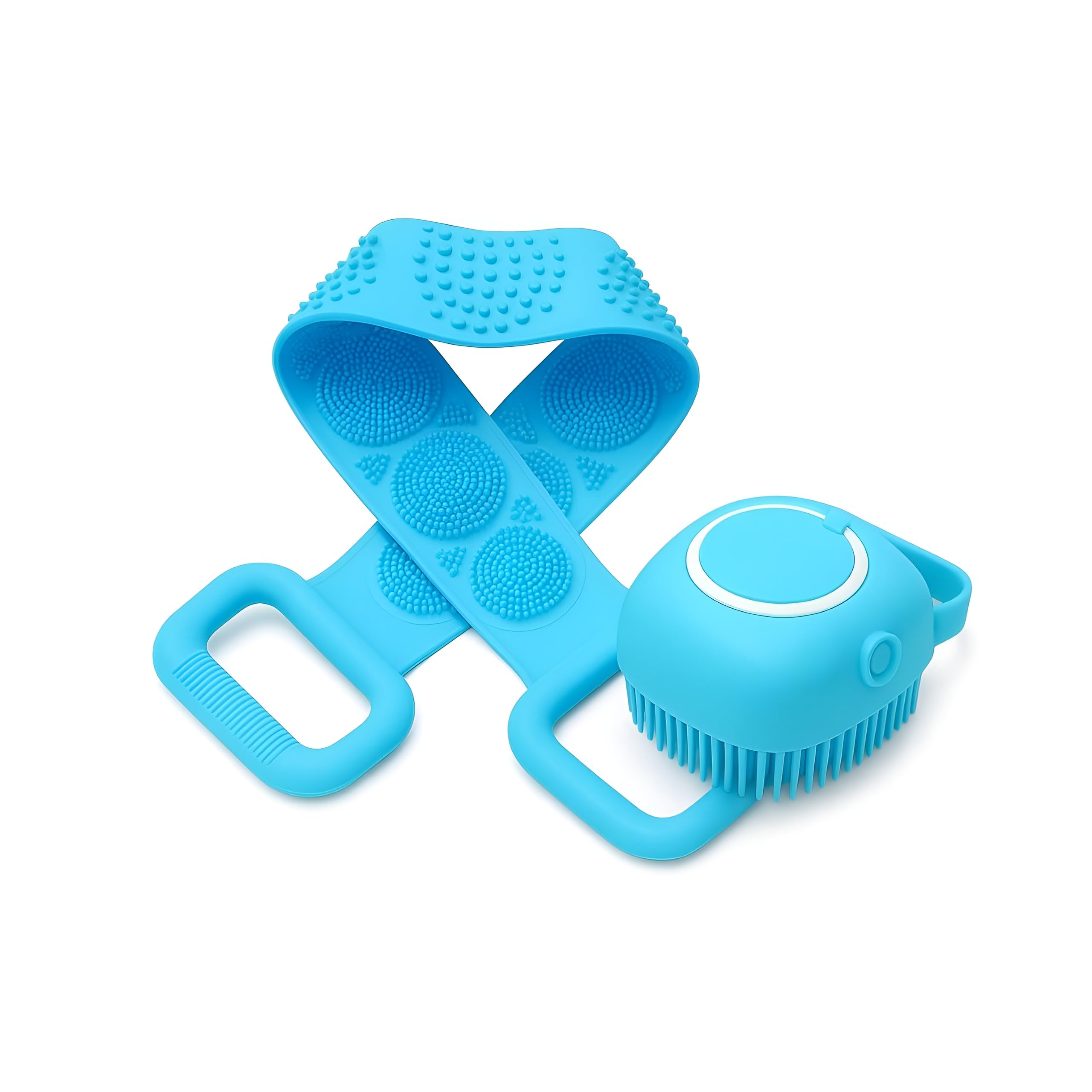 Tridex Silicone Bath Scrubber Strap & Soap Dispensing Brush Set – 7-in-1 Exfoliating Back Scrubber & Body Brush for Deep Cleaning, Massage, Foaming, and Travel-Friendly Shower Care-picture-23