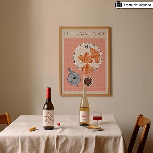 Miniatura 3 de Poster Master Póster de desayuno, impresión retro de croissant, arte de café, arte de comida y bebida, arte de cafetera, arte de boceto, arte