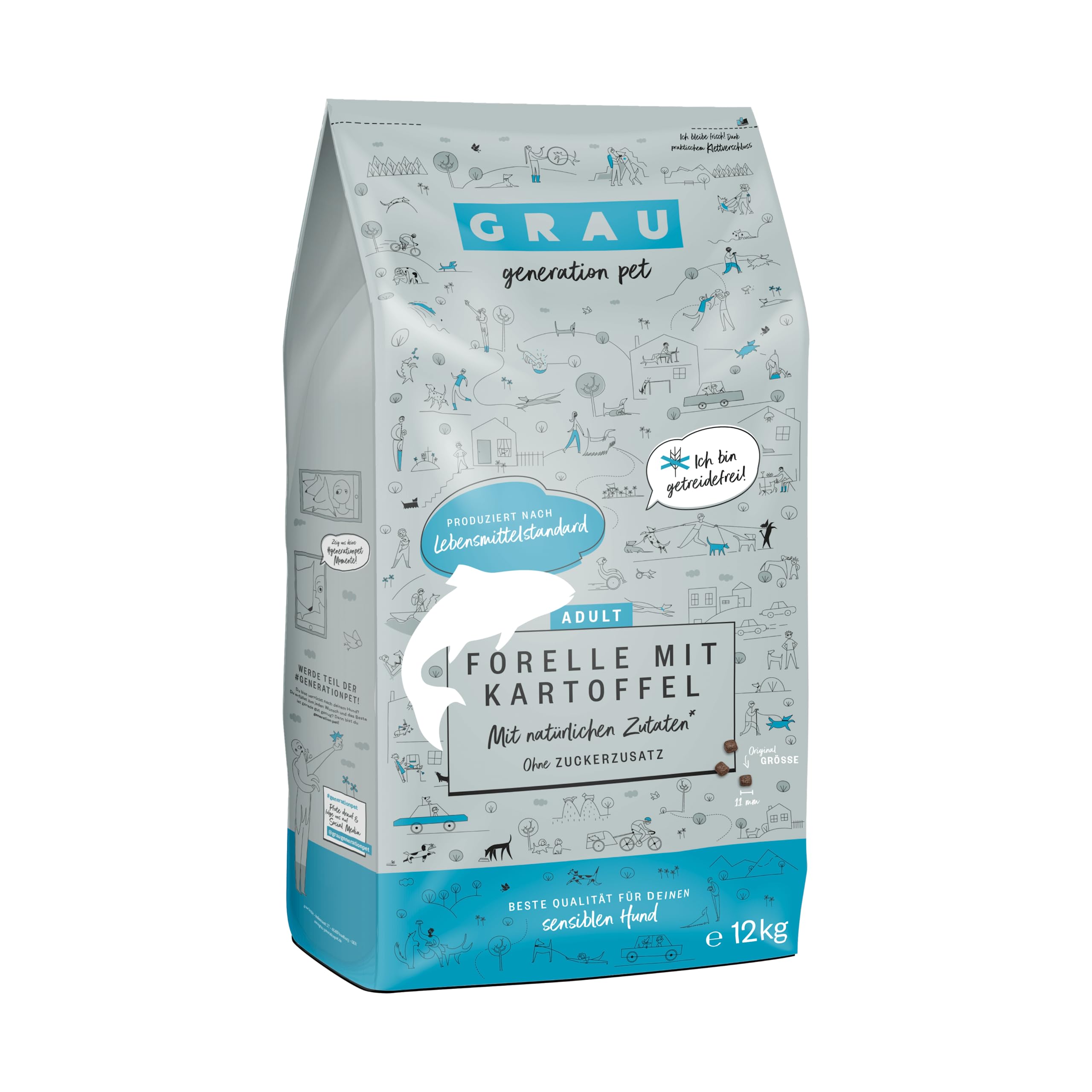 GRAU – El Original – Pienso deshidratado para Perros - Trucha con Patata, Pack Individual (1x 12 kg), sin Cereales, para Perros Adultos delicados