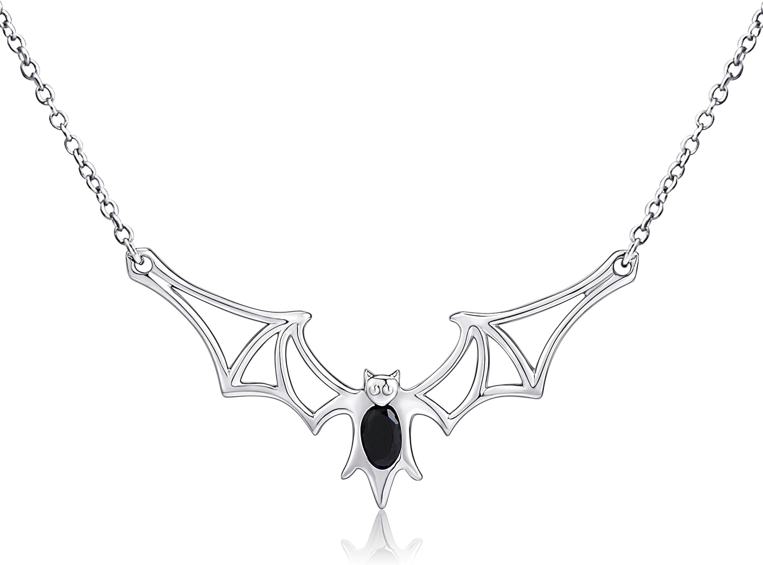 DAOCHONG 925 Sterling Silver Gothic Vampire Bat Pendant Necklace Jewelry for Women
