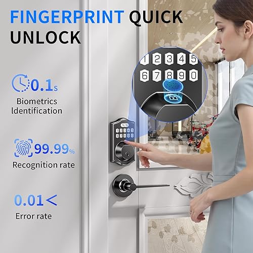 Miniatura 3 de Juego de cerradura de puerta delantera cerraduras de puerta para puerta delantera con (huella dactilarcontraseñallavetecladodigitaldesbloqueo de