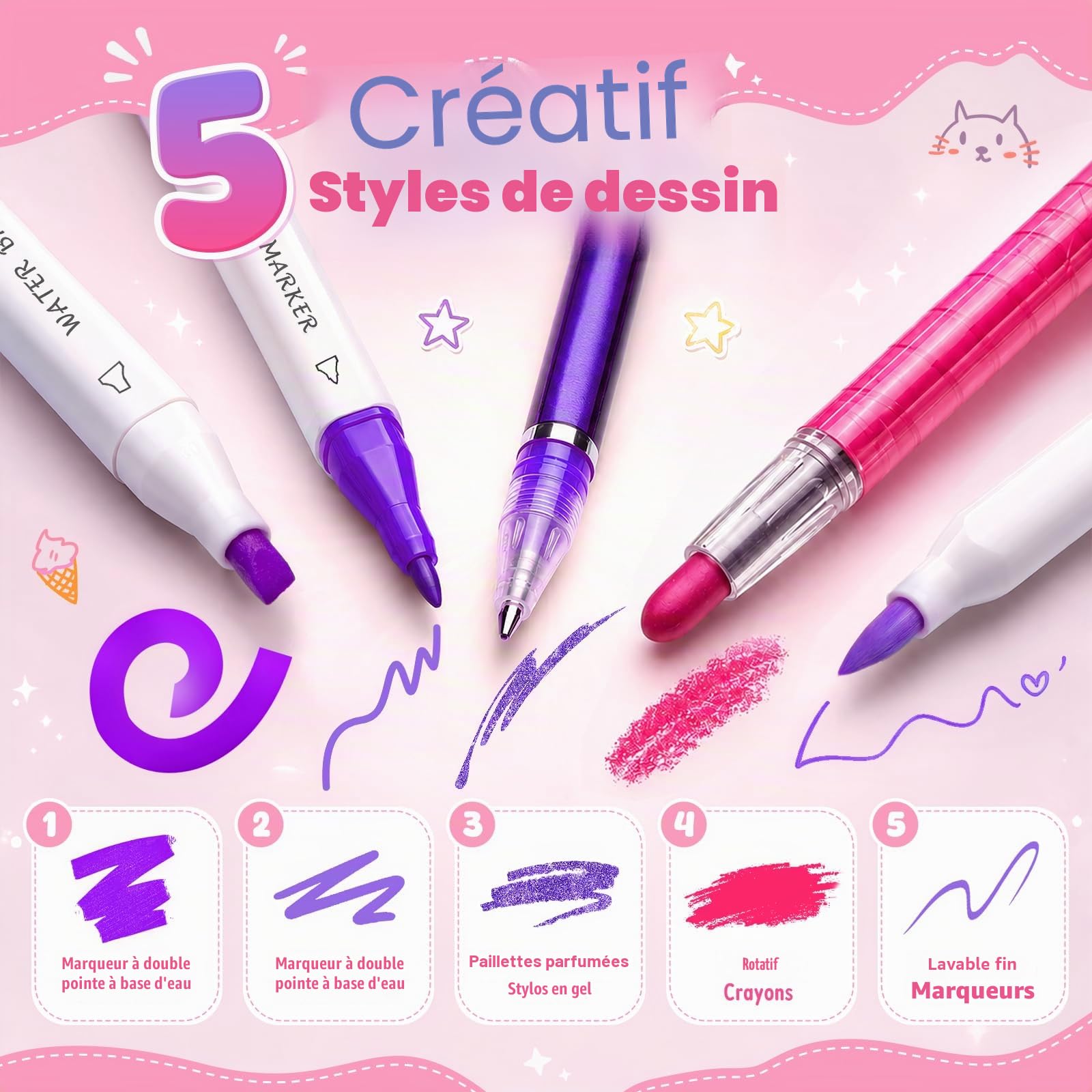 Hot Bee Cadeaux Licorne pour Filles, Set d'Art pour Enfants 3-5, Feutres Coloriage, Arts et Artisanat pour Enfants, Sets de Papeterie pour Filles