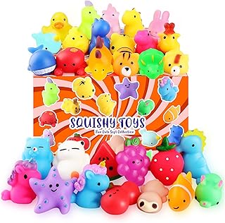 Squishies, 26 Pack Mochi Squishy Toys - Kawaii Cat Squishys Slow Rising Animals - Party Favors, Goodie Bag, Birthday Gifts, Mini Squishies Stress Reliever Toy