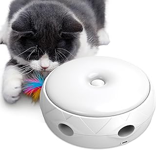 HAPPY HACHI Electric Cat Toy, Interactive Toy with Feathers for Cats, USB Rechargeable with Light, Mute Intelligent Teaser, Cat Toy, Self-Employment (Orr) product image