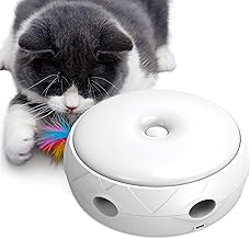 HAPPY HACHI Jouets Interactifs pour Chats, Jouet Plumeau Rechargeable par USB avec Lumière Intelligente, Jouets Électroniques Jouant Automatiquement de Manière Aléatoire et Stimulant Les Sens du Chat