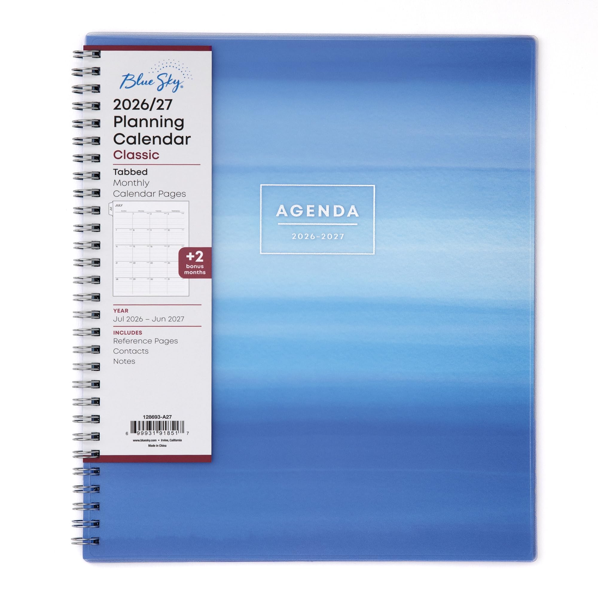 Blue Sky 2026-2027 Monthly Academic Planner Calendar, 8"x10", Chanson