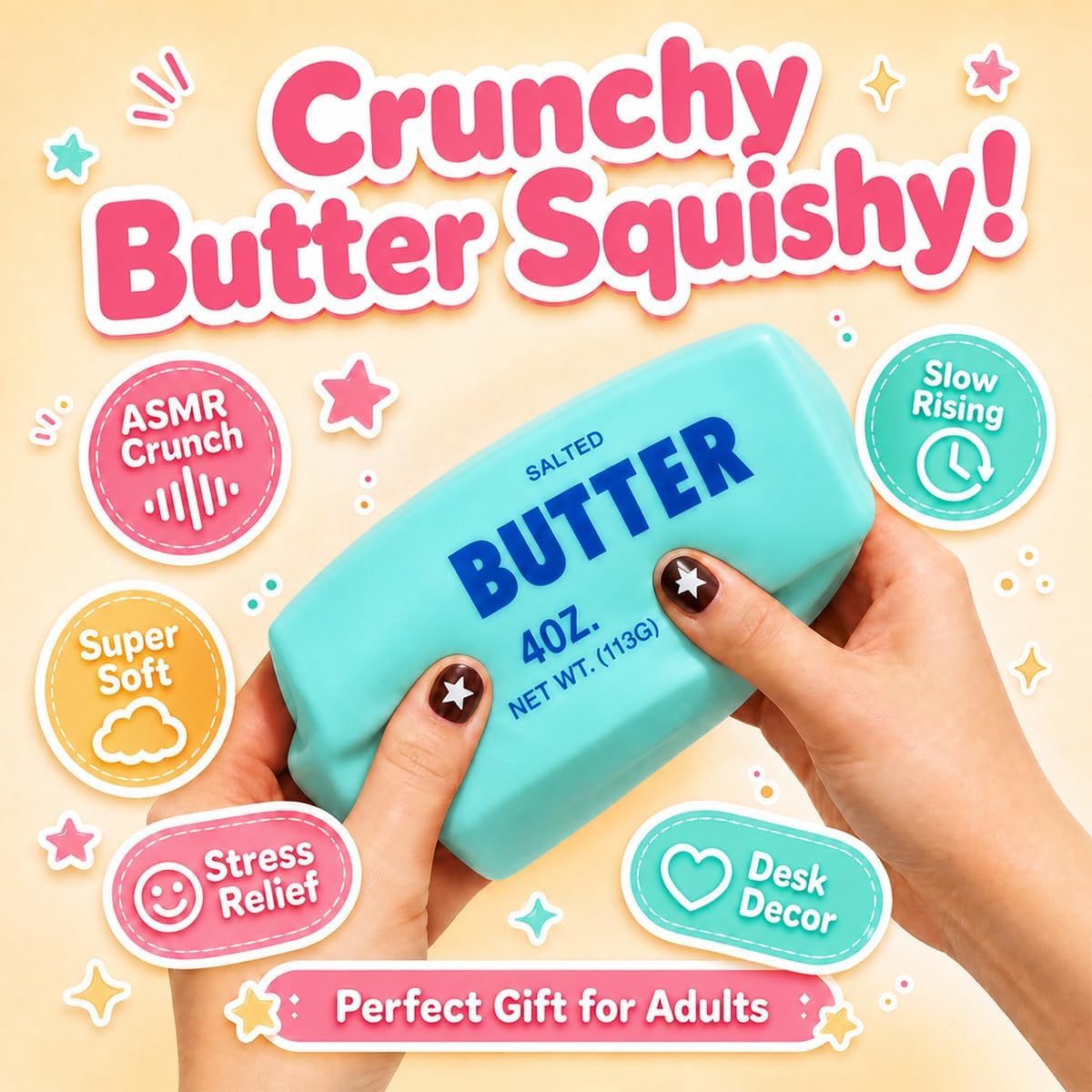 2026New Crunchy Butter Squishy Toys 2Pack (Pink+Blue)