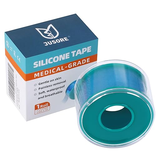 Cinta médica de silicona suave | 1 pulgada x 196 pulgadas | Fácil de rasgar, cinta médica de silicona transpirable para pieles sensibles, vendajes,