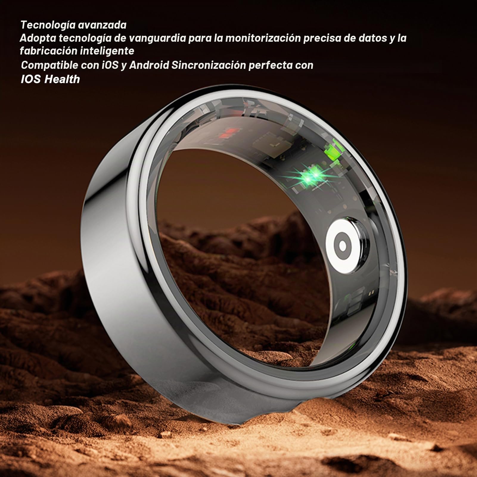 ASHATA Smart Ring Fitness Tracker, IP68 Waterproof Wearable NFC Sleep Tracker Body Temperature Monitor Pedometer Activity Tracking for Women Men