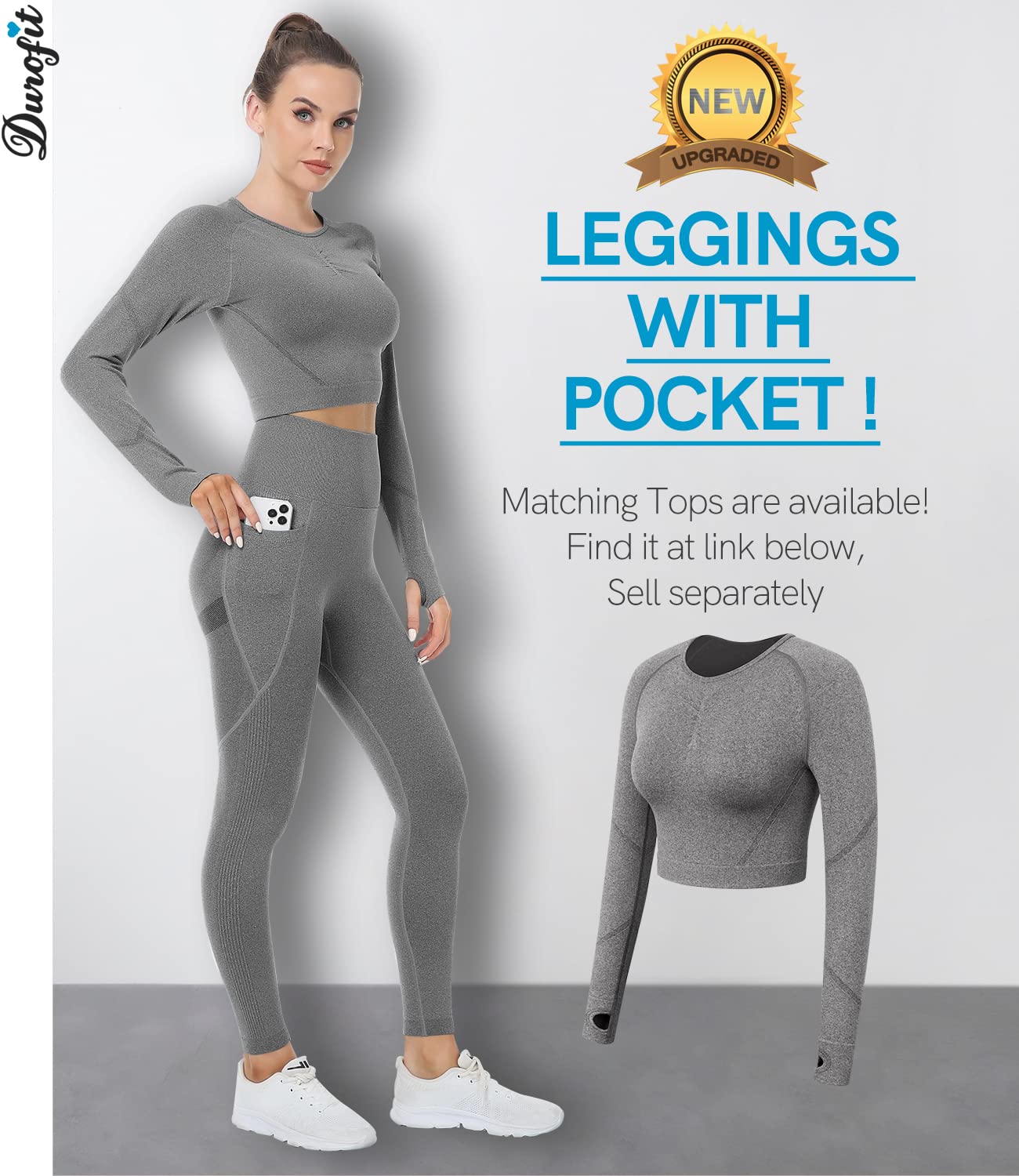 DUROFIT Leggins Donna Push up Leggings Sportivi Vita Alta Anticellulite Pantaloni Palestra per Fitness Yoga Pant