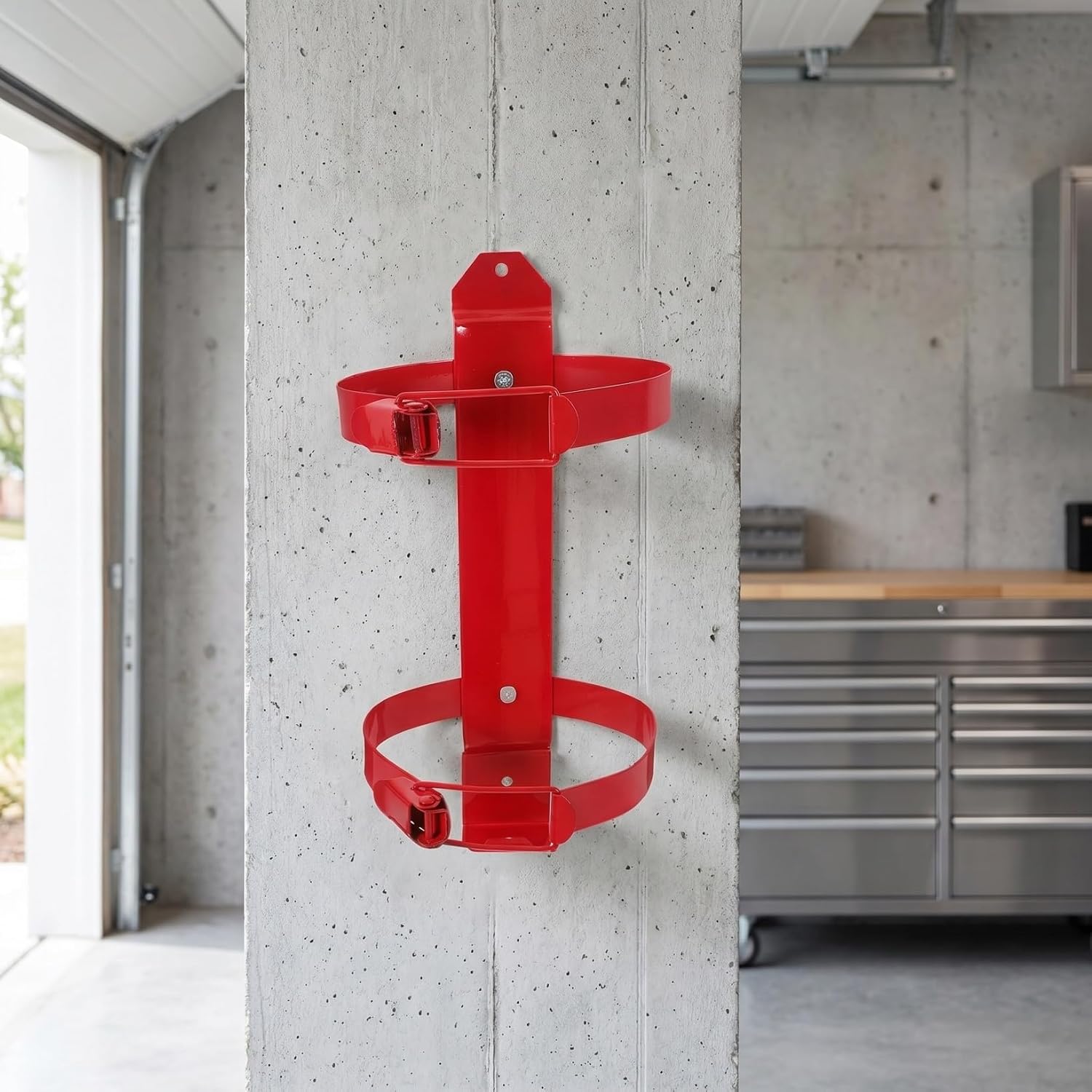 2pcs Fire Extinguisher Mount Bracket Wall Mount Holder for Dry Chemical and Water Extinguishers Red Quick Access Space-Saving for Home Office Vehicle