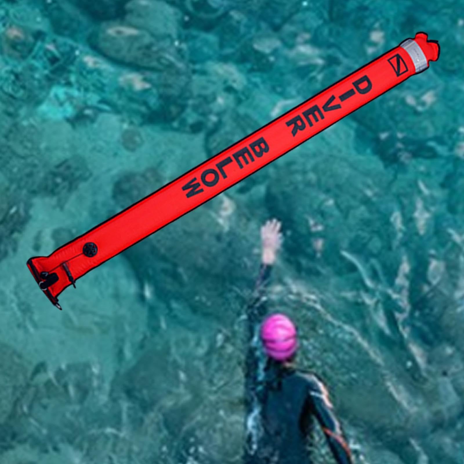 Surface Marker Buoy Équipement de Sécurité pour Plongée avec Tube Gonflable Portatif Nylon Valve de Libération Sangle Ajustable Su