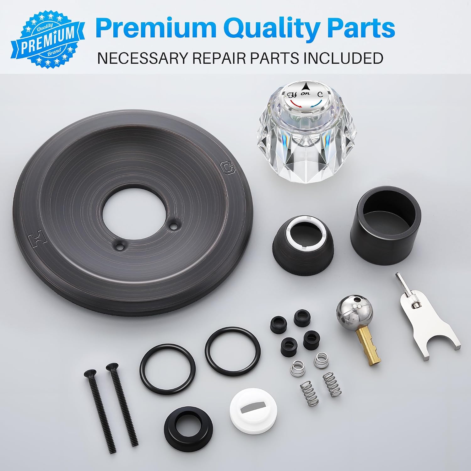 Shower Handle Renovation Repair Trim Kit Compatible with Delta RP54870, Single Function Tub Trim Kit Compatible with Delta 600 Series Shower Valve, Acrylic Handle(Oil Rubbed Bronze)