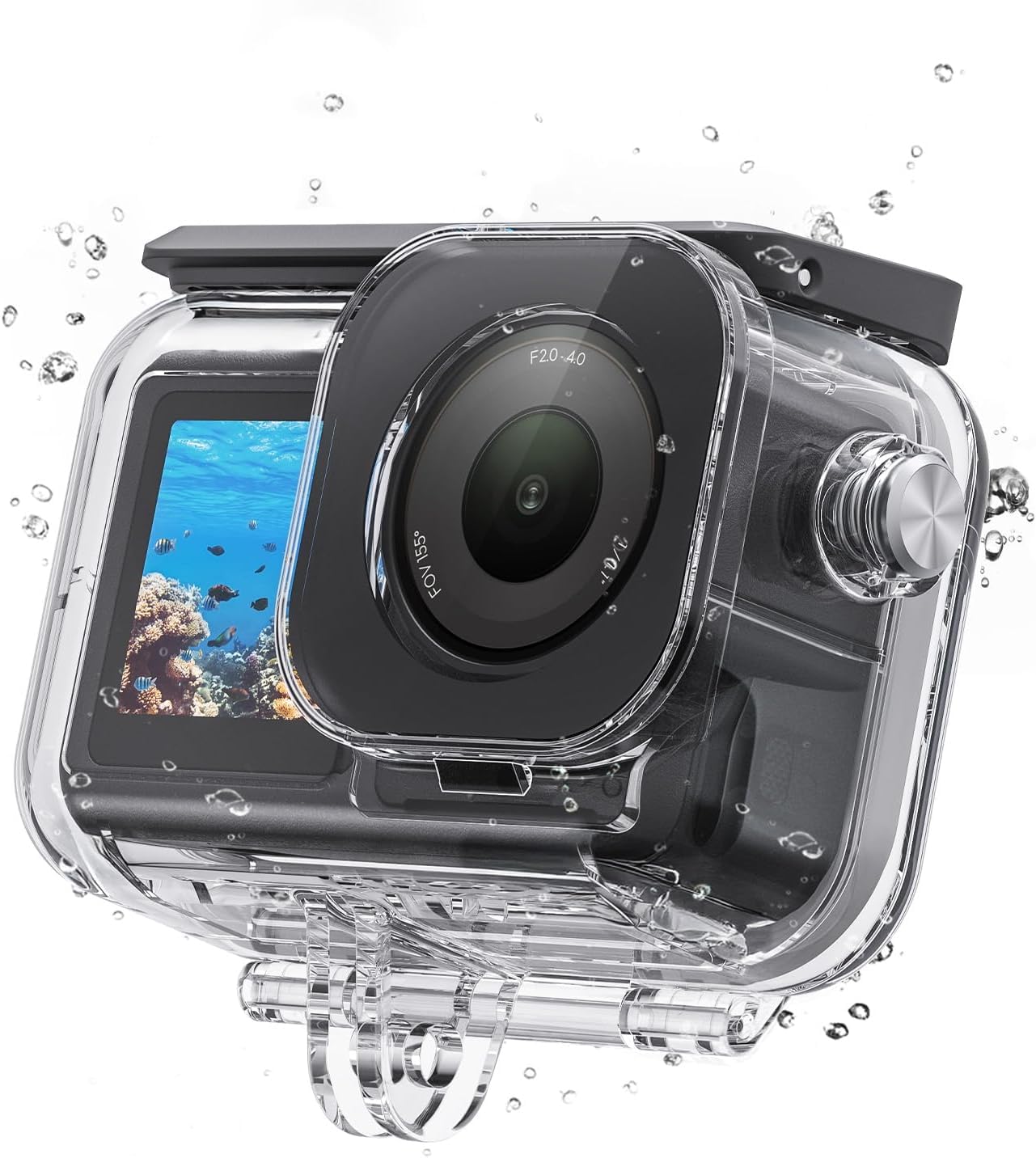 TELESIN Waterproof Case with Anti-Fog for DJI Osmo Action 6 Camera, Underwater Housing Shell Cage Supports 60M/196FT Deep Diving Scuba Snorkeling with Quick Release Bracket Screw