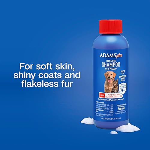 Miniatura 5 de ADAMS Plus Champú para pulgas y garrapatas con Precor IGR para gatos, gatitos, perros y cachorros mayores de 12 semanas de edad, tratamiento de