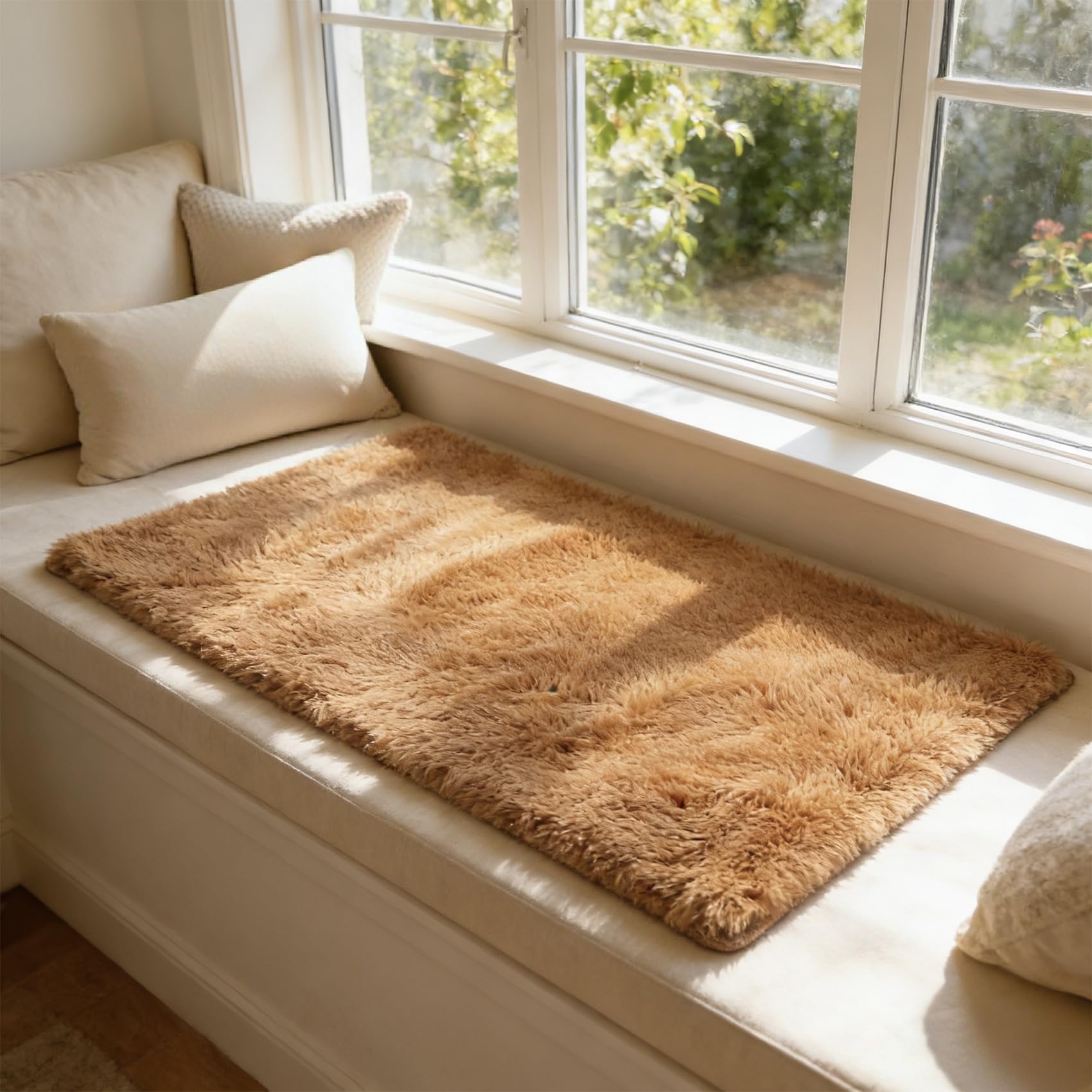 Tapis chambre moelleux marron 120x125 pour couloir et bureau