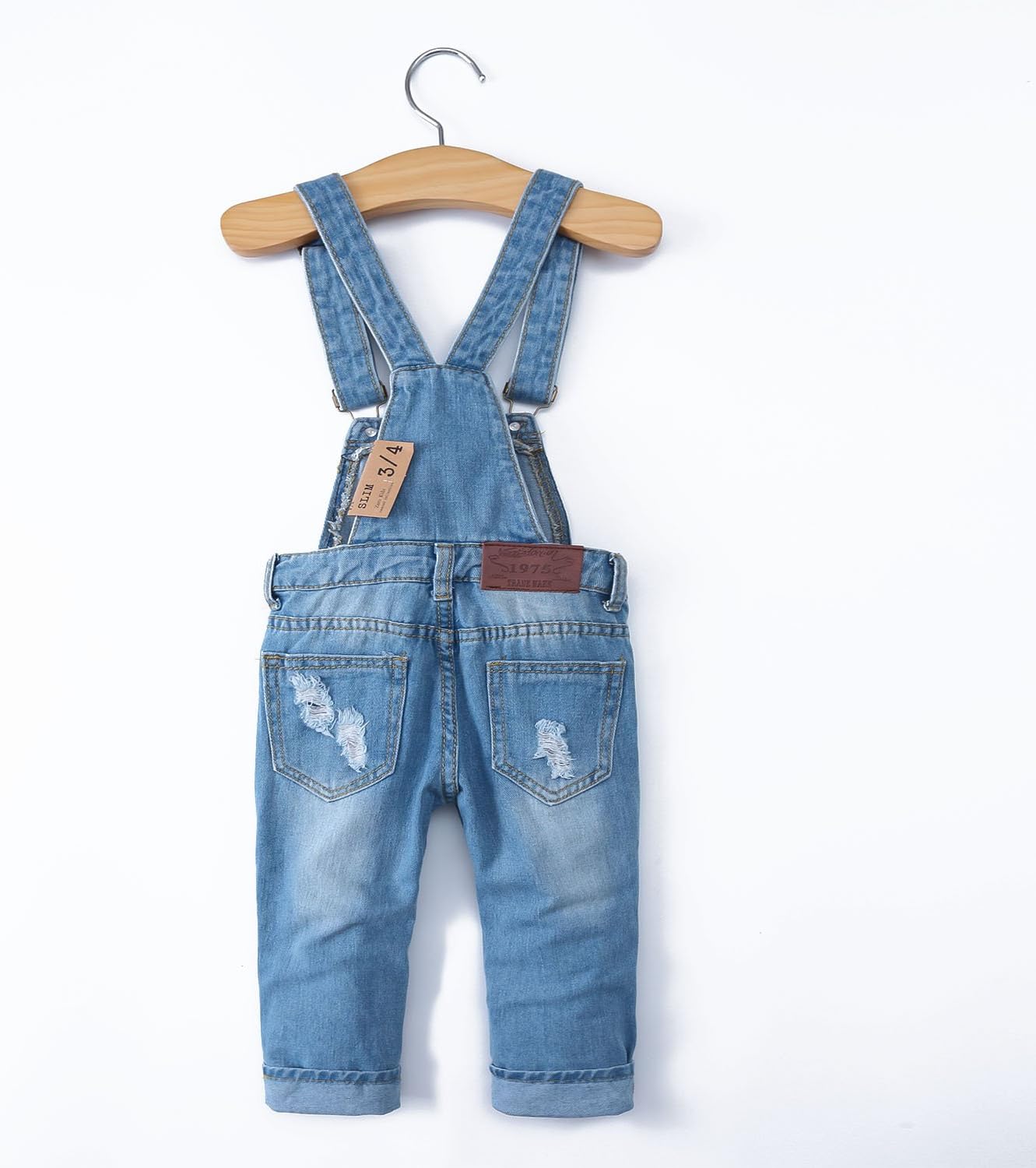 KIDSCOOL SPACE Little Girl Boy Jean Overalls,Toddler Ripped Denim Overall Pants - Image 2