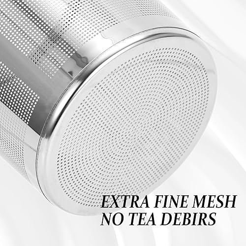 Miniatura 5 de Infusor de té de malla extrafina de acero inoxidable para té y café de hojas sueltas, té más empinado con gran capacidad y fácil de limpiar, mango
