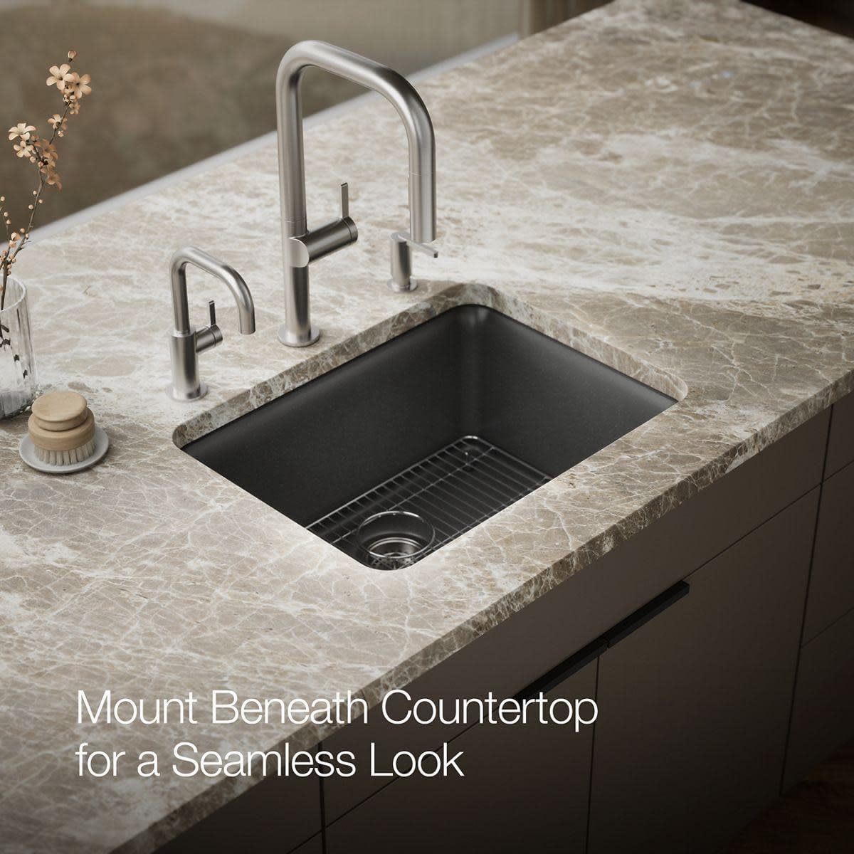 KOHLER K-28001-CM1 Cairn Sink, 24 in, Matte Black