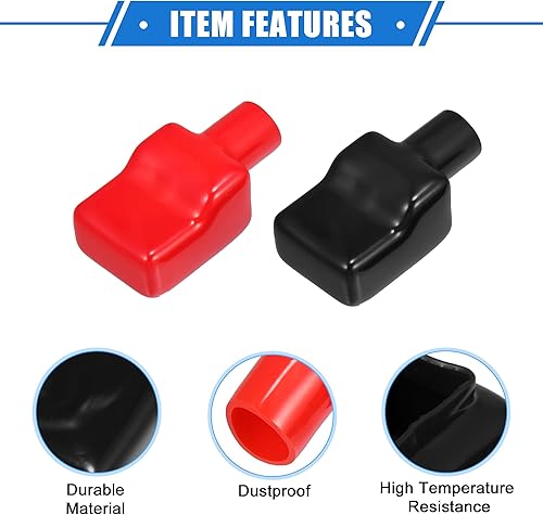 Miniatura 4 de 1 par de cubiertas de aislamiento de terminales de batería, 0.551 in, 0.55 pulgadas, tapa universal para poste de batería de automóvil, para