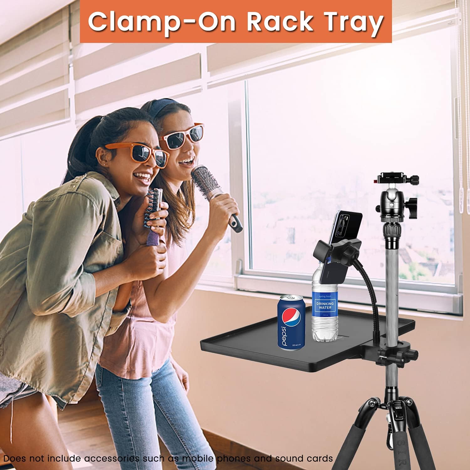 Phone Holder Microphone Stand Tray, Clamp-On Rack Tray ,Cell Phone Stand for Music Sheet,Clamp Compatible with Most Microphones Stands for Live Streaming,Karaoke, Recording : Musical Instruments