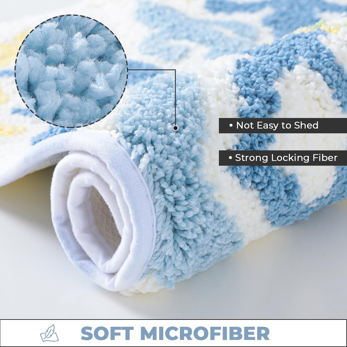 Vintage Floral Bath Rug Quick Drying and Non-Slip Bathroom Mat Soft Microfiber and Machine Washable Carpet for Bedroom, Living Room and Dining Room (31"x20", Blue)