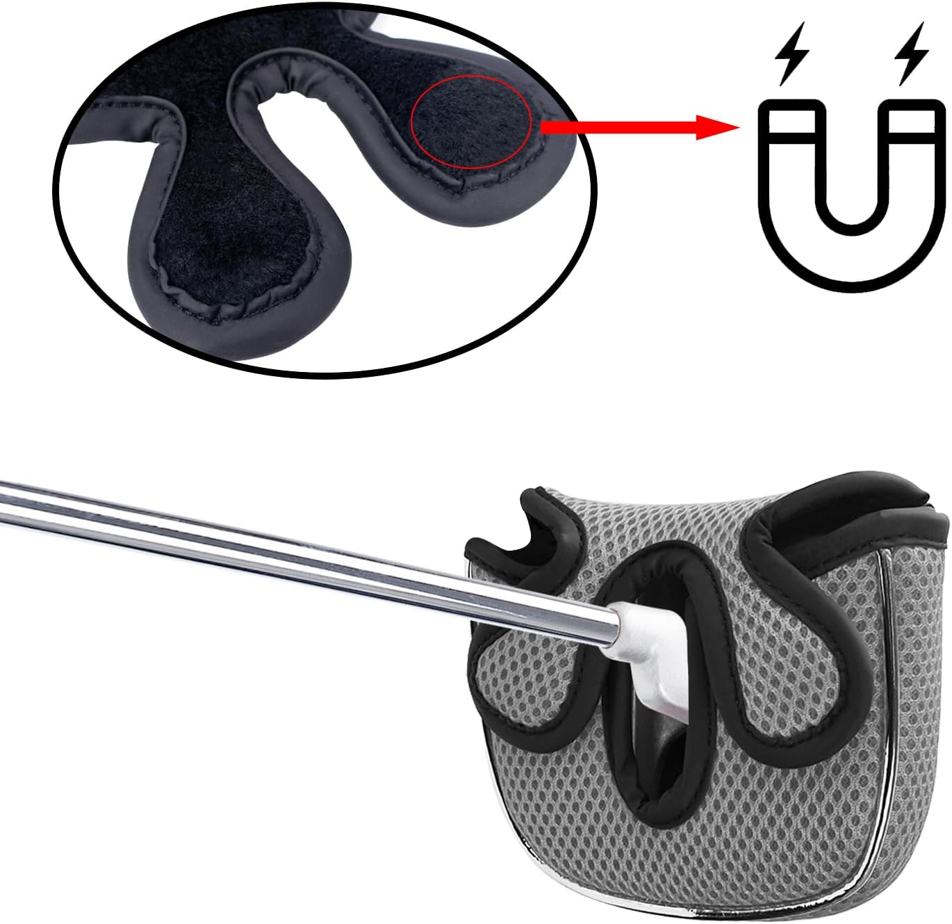 Andux Putter Cover Golf Putter Head Covers for Low Center Shaft Putter MT/TG23, Square