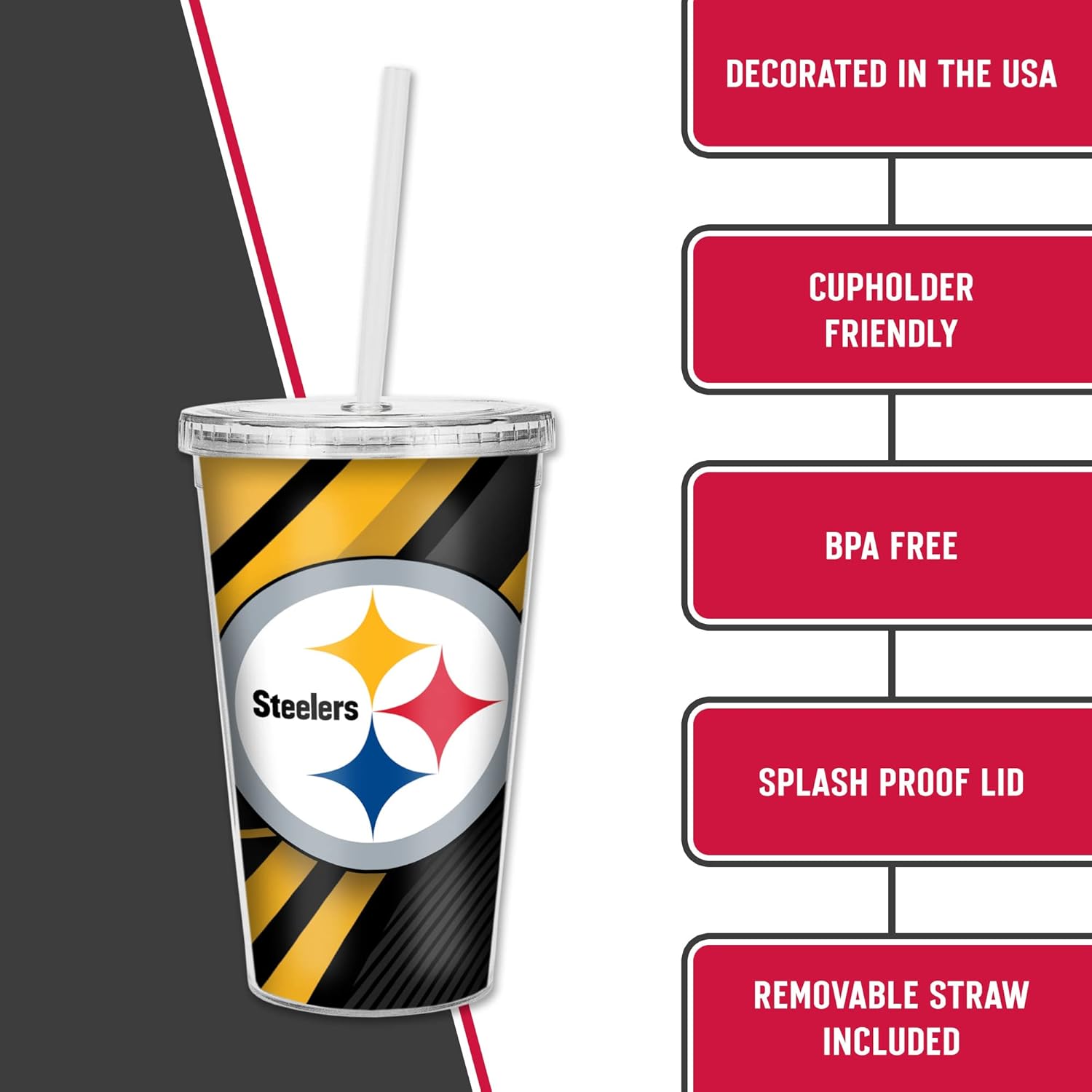 NFL Football 16oz Clear Tumbler W/Straw for NFL Fans - Image 6