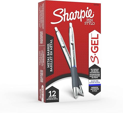 Miniatura 8 de Sharpie S-Gel, bolígrafos de gel, barril de metal elegante, punta media (132 pulgadas), tinta negra, 12 unidades