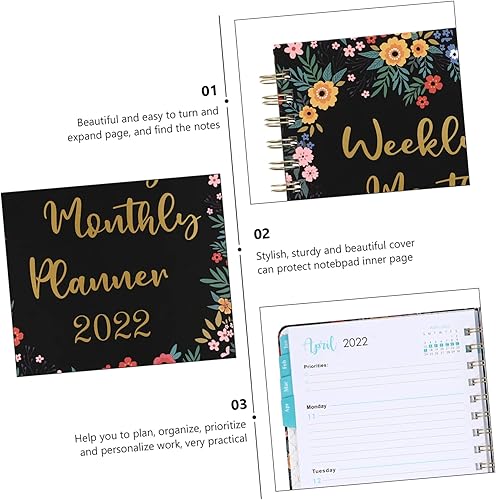Miniatura 5 de Ciieeo 4 Pcs 2022 2022 Agenda Desktop Calendar Meal Planning Book Spiral Notebook 2022-2023 Monthly Notebook Daily Planner 2022 Planner Weekly and