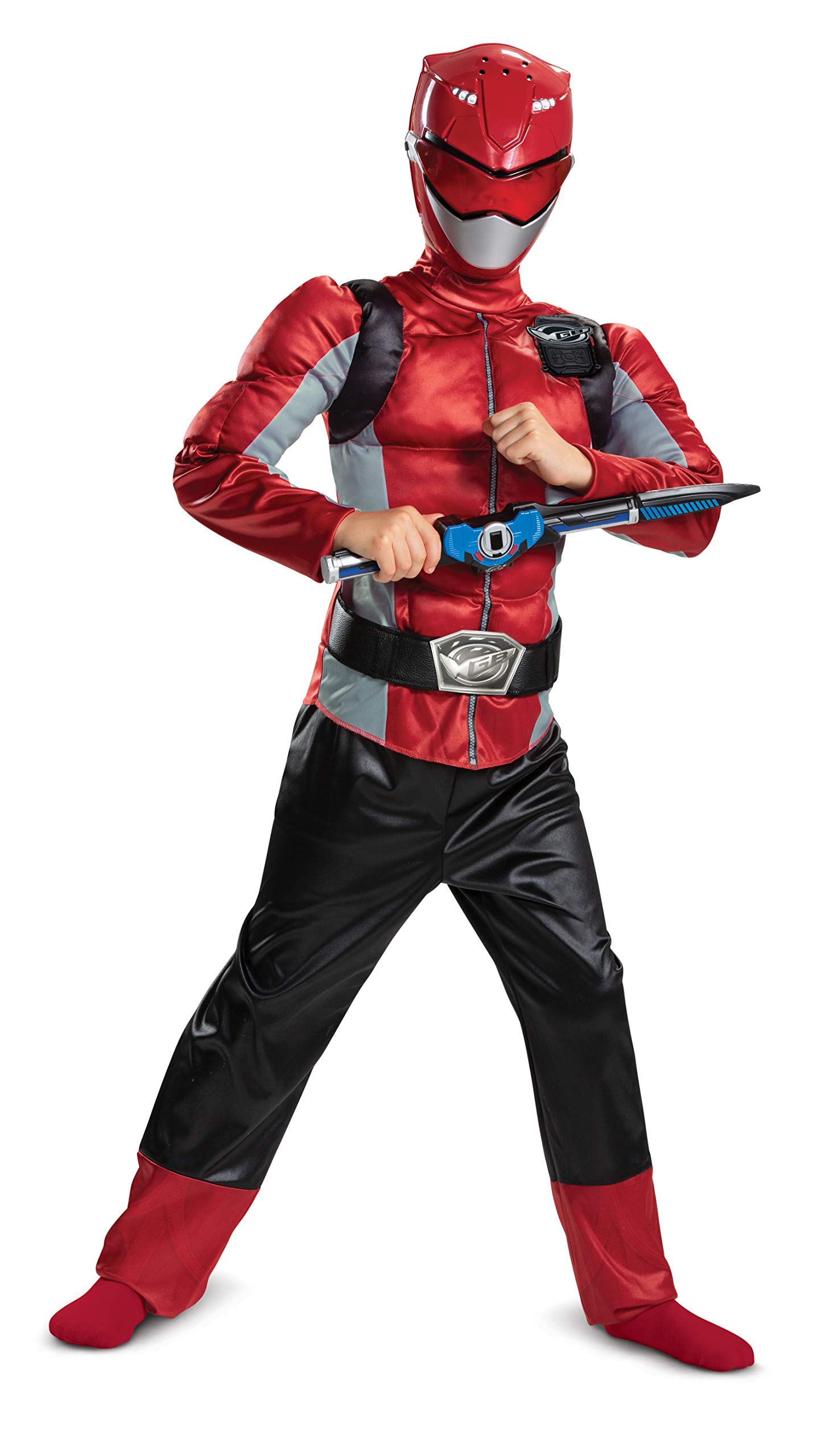 Disguise Disfraz Power Ranger Rojo Niño, Beast Morphers Musculoso, Superhéroe para Carnaval y Halloween