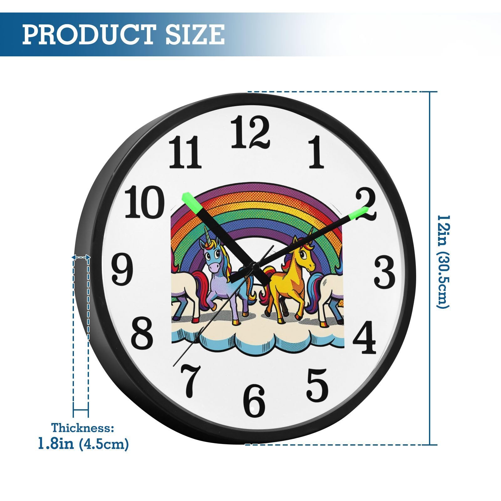 Yuiboo Horloge murale avec cornes arc-en-ciel