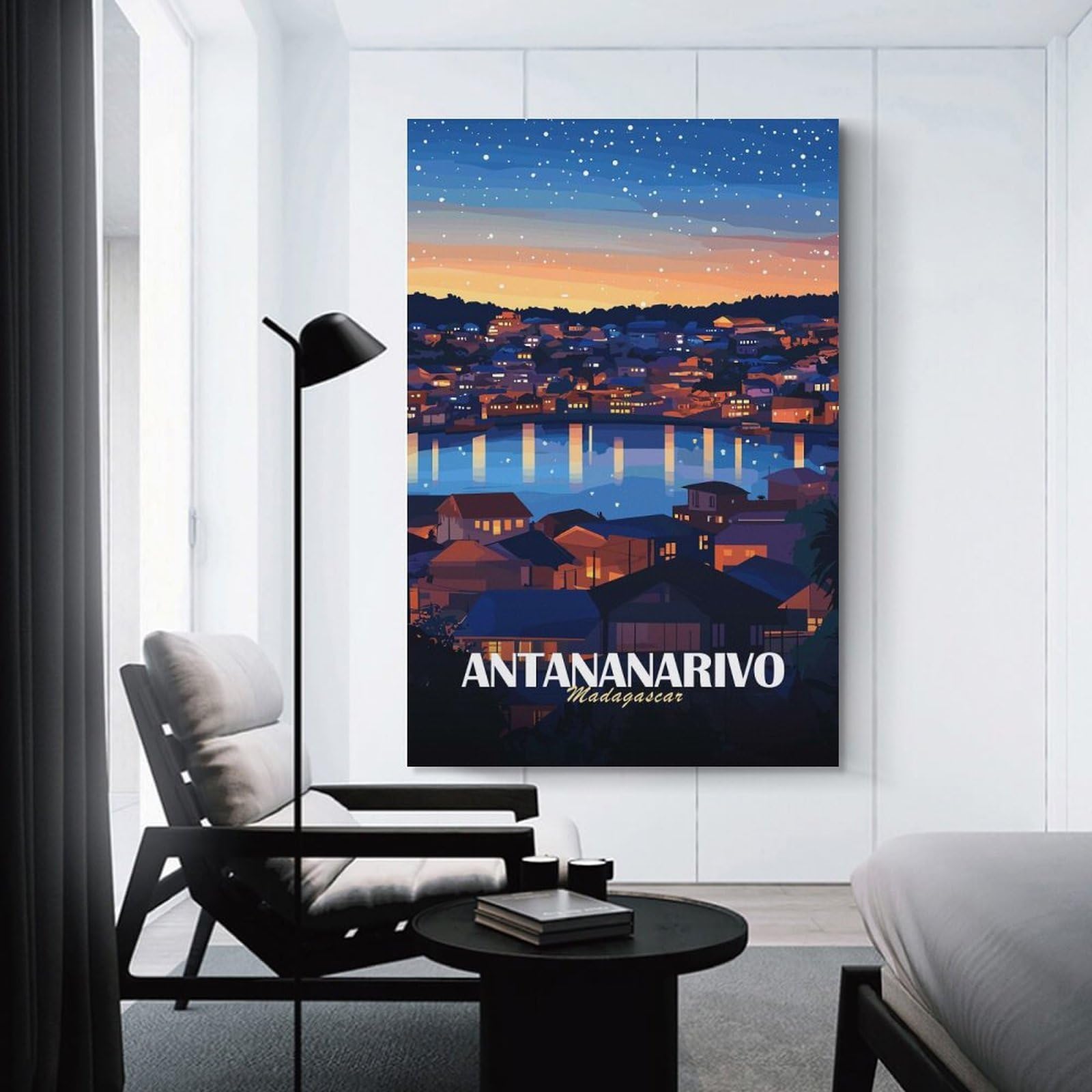 Junmoney Antananarivo Cityscape Canvas Wall Art, 16x24inch(40x60cm), for Wall Displays, Bedrooms Or Room Updates, Ideal for Building A Coordinated Art Wall