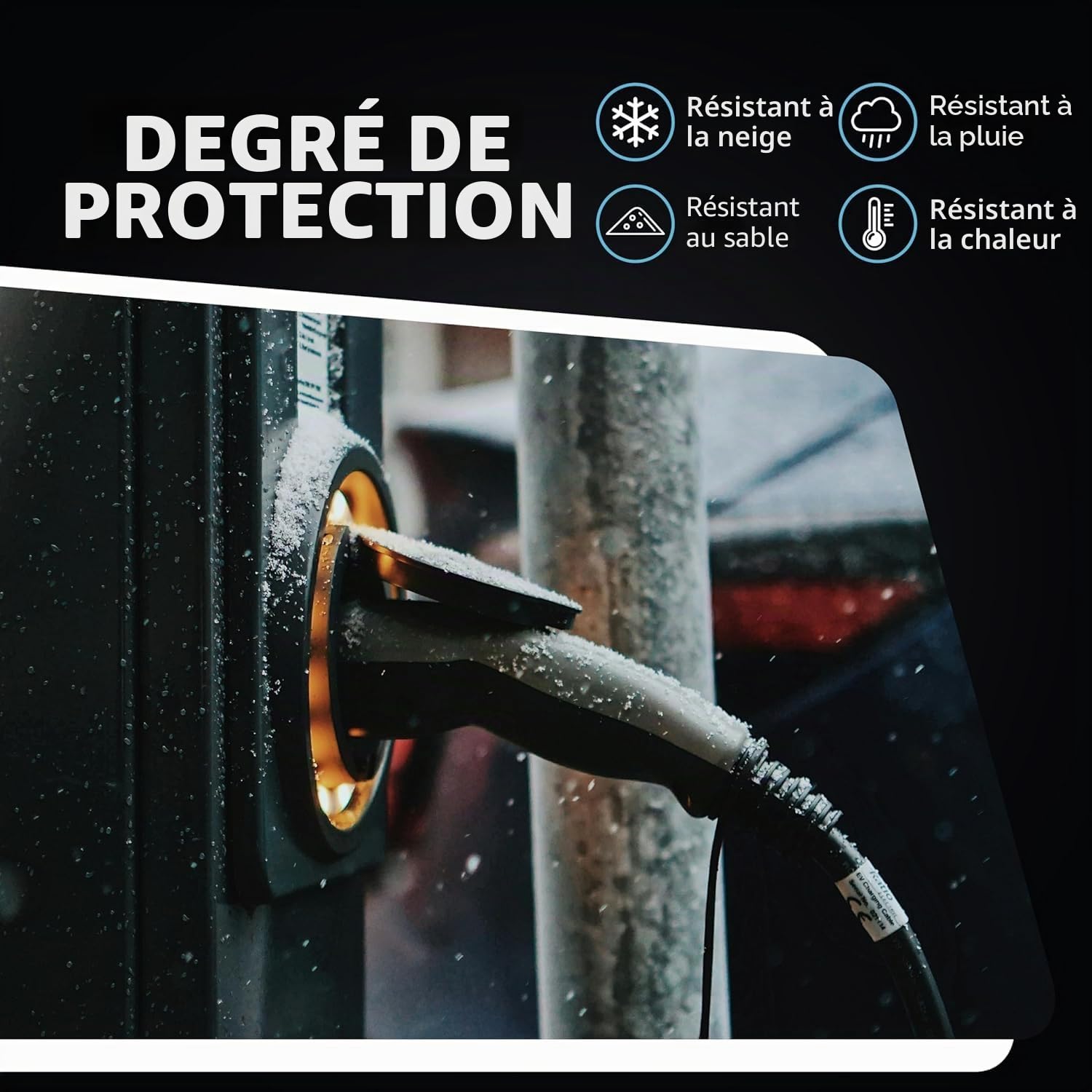 Loady dé Cable Recharge Voiture Electrique 22kW [15m, Triphasé, 32A] Cable Type 2 - Compatible avec e-208, Spring, 500e, Model 3, Megane EV, Zoe et Autres EV et PHEV, Noir