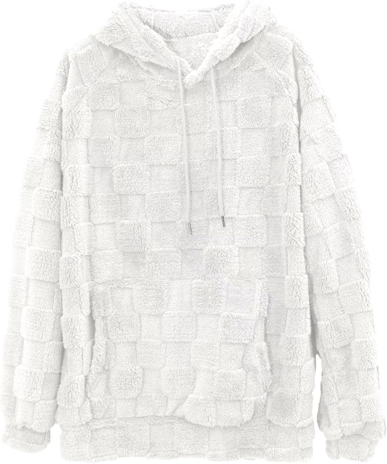 Mens Fuzzy Sherpa Pullover Hoodie Sweatshirts Long Sleeve Front Pocket Fall Outwear Winter Hooded - Image 4