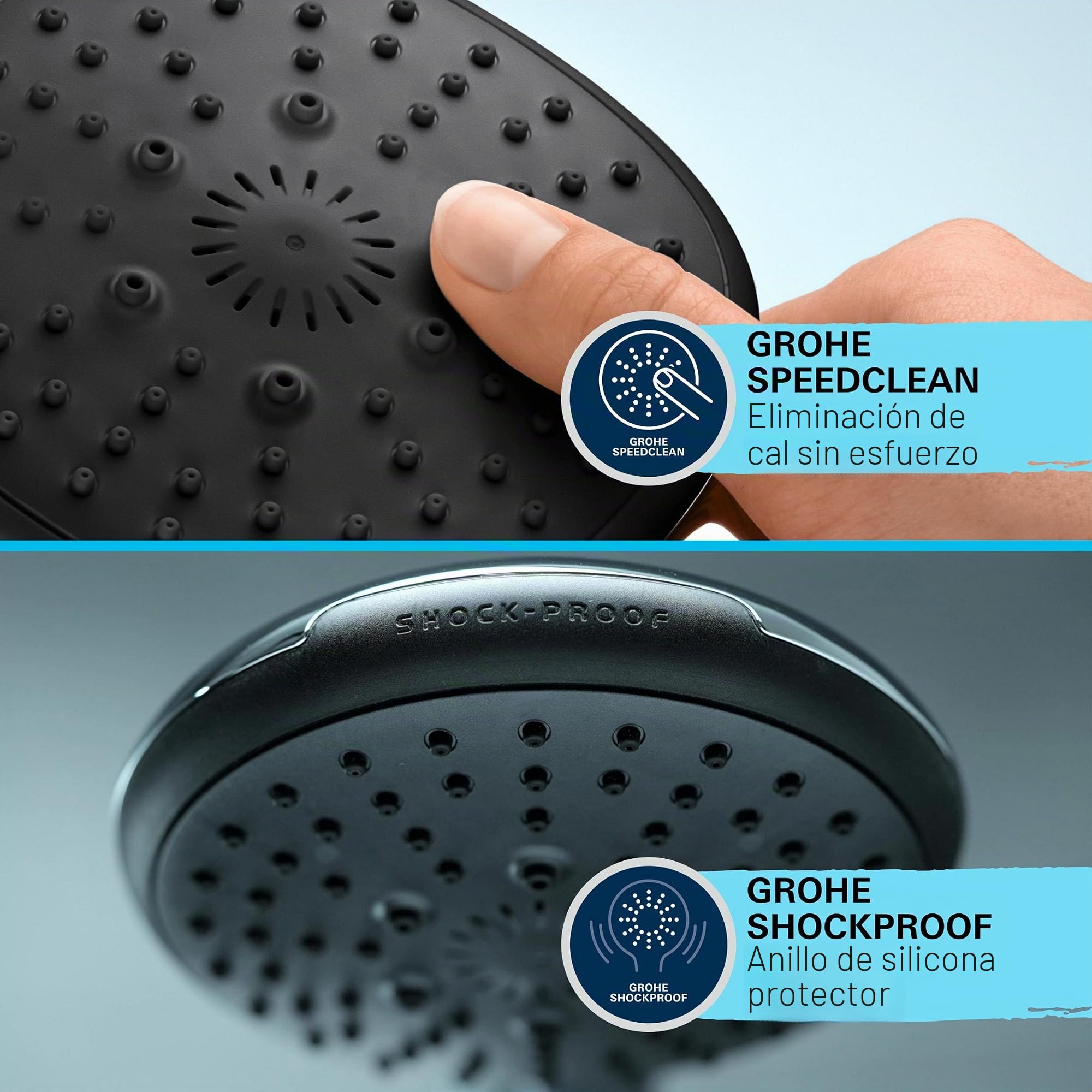 GROHE Vitalio Start 110 Conjunto de barra de ducha (Ahorro de agua, Ducha de mano, Barra de ducha 900 mm, Manguera de ducha, Duradera, Encolar o taladrar), Redondo, Cromo, 26953001