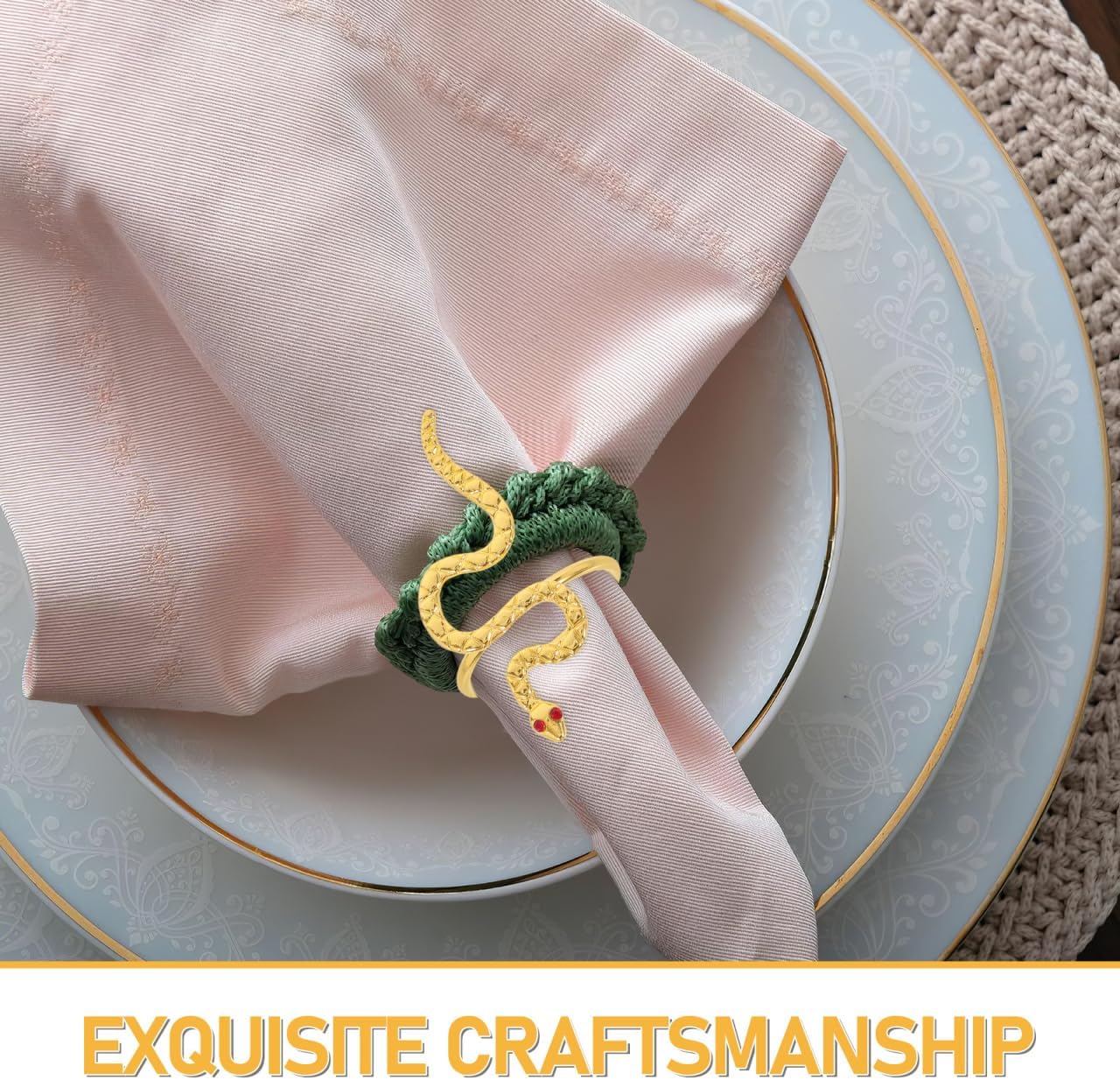 Cabilock 12Pcs 2025 Snake Year Napkin Rings Metal Napkin Holders for Holiday Party Table Decor and Lunar New Year Festive Tableware Accessories