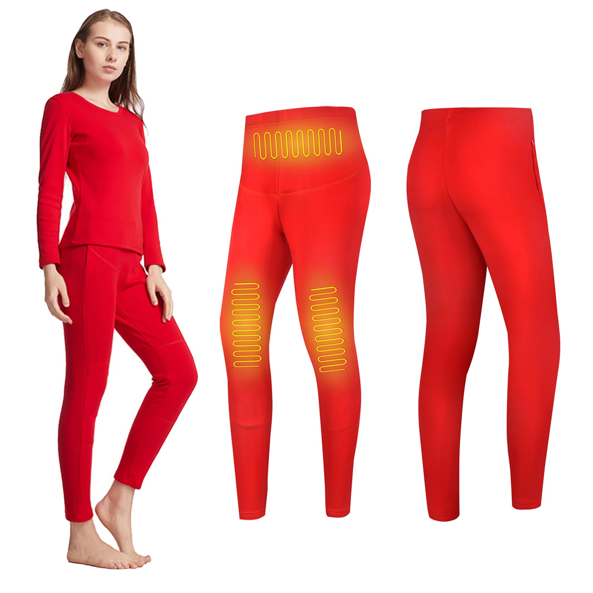 Pantaloni Riscaldati A 3 Zone per Donna, Mutande Termiche Elettriche con 3 Livelli di Riscaldamento, Leggings Lunghi Invernali Caldi per Sci