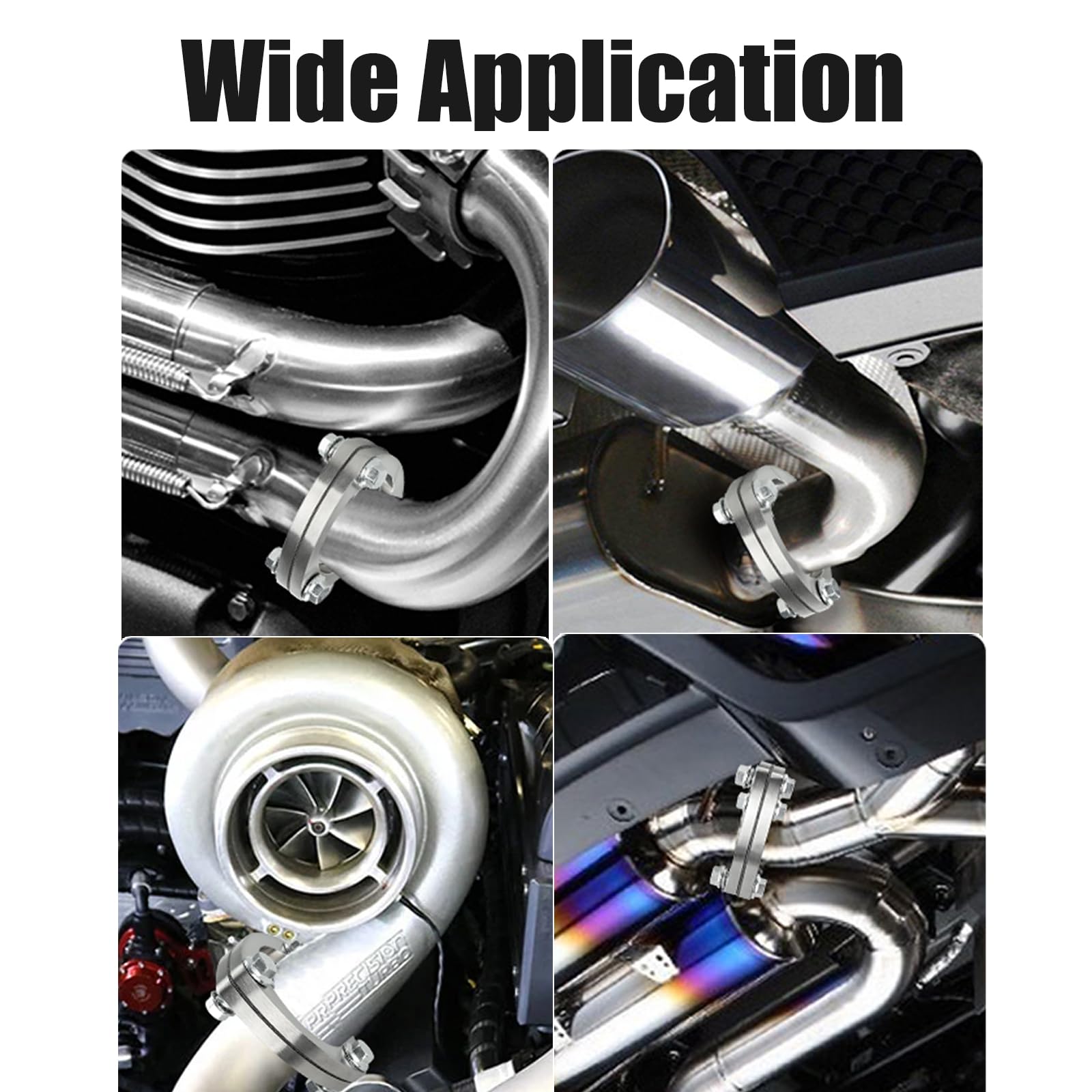 3Pollici Kit Collegamento Flangia Scarico Triangolare 76mm - 2 Flange Guarnizione Bulloni Inox - Universale per Tubo di Scarico Silenziatore Turbo Intercooler - Anticorrosione