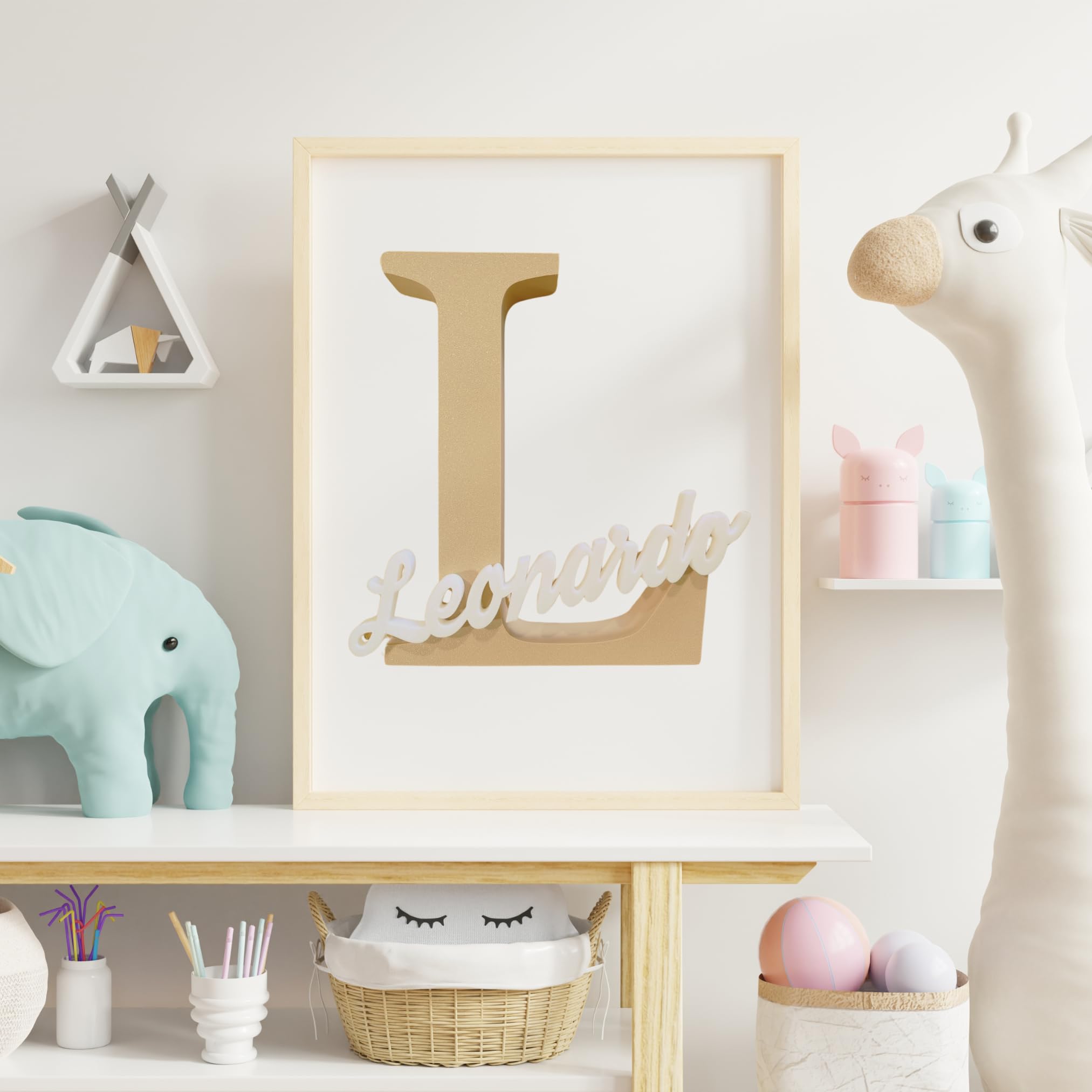 Lettera 3D con Nome Personalizzato – Scritta Decorativa Cameretta Bambini – Regalo Nascita e Battesimo – Disponibile in Vari Colori – 25x23x4 cm