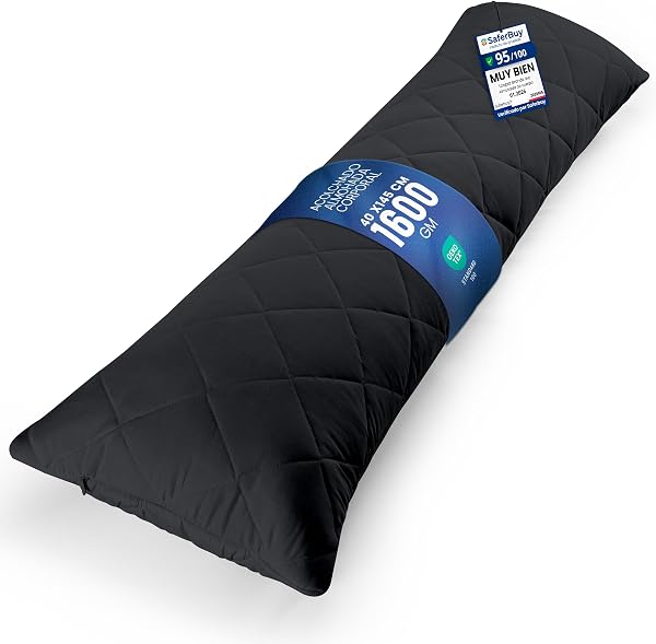 Utopia Bedding Poduszka do Spania na Boku 40 x 145 cm, Pikowane Poduszka na Ciała, Długa Poduszka Ciążowa do Wsparcia Ciążowego, Poduszka do Ciała Dla Osób Śpiących na Boku (Czarny)