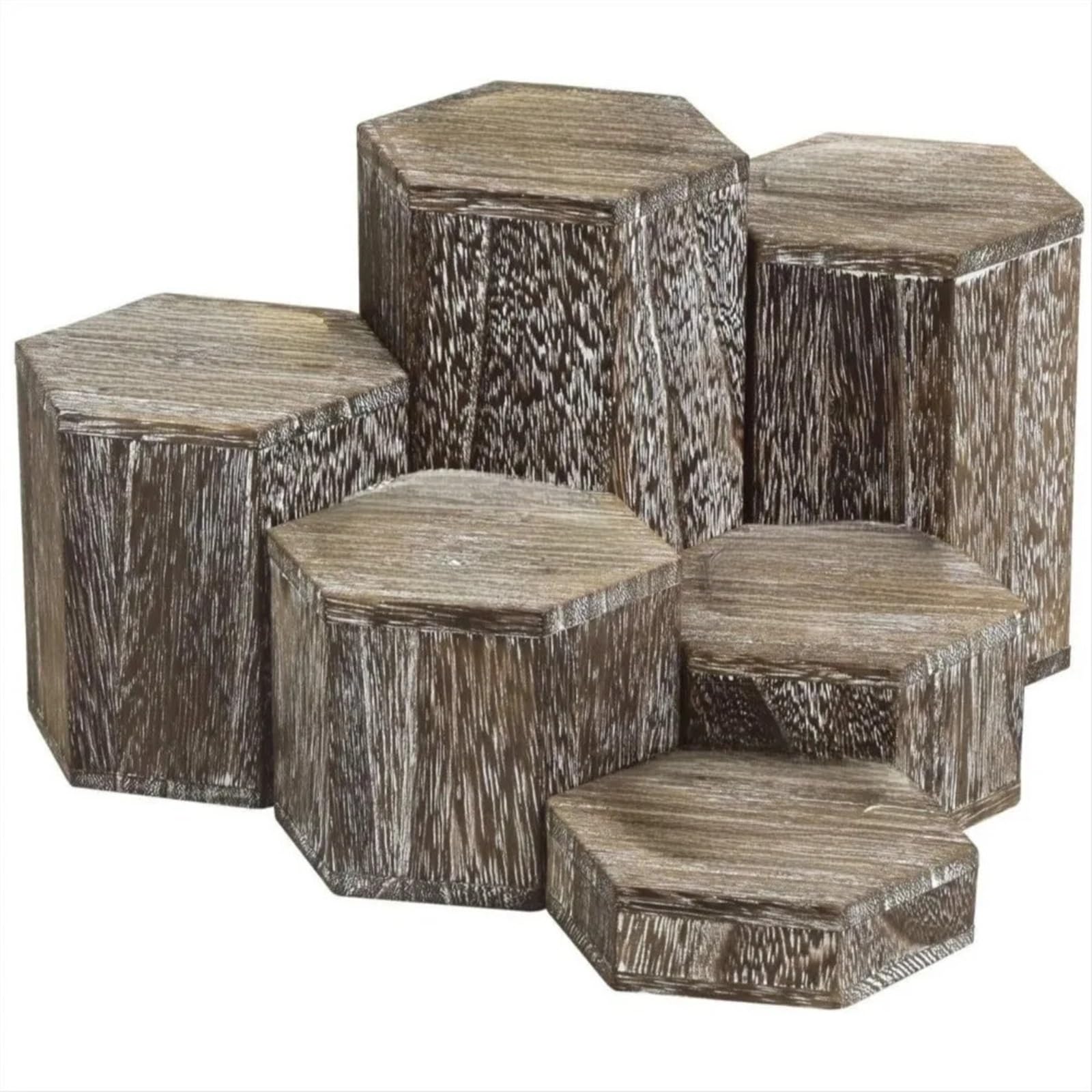 QuxetlRyz Perfume Organiser Display Risers Hexagonal Wooden Display Stand Stepped Design Cube Jewelry Rack Brown Bangle Organizer Perfume Counter(Grey)