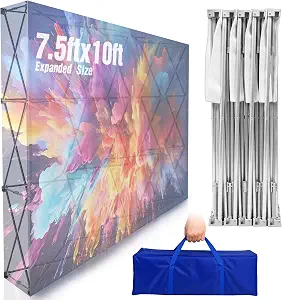 7.5 x 10 Ft Portable Pop Up Display Stand, Aluminum Trade Show Frame