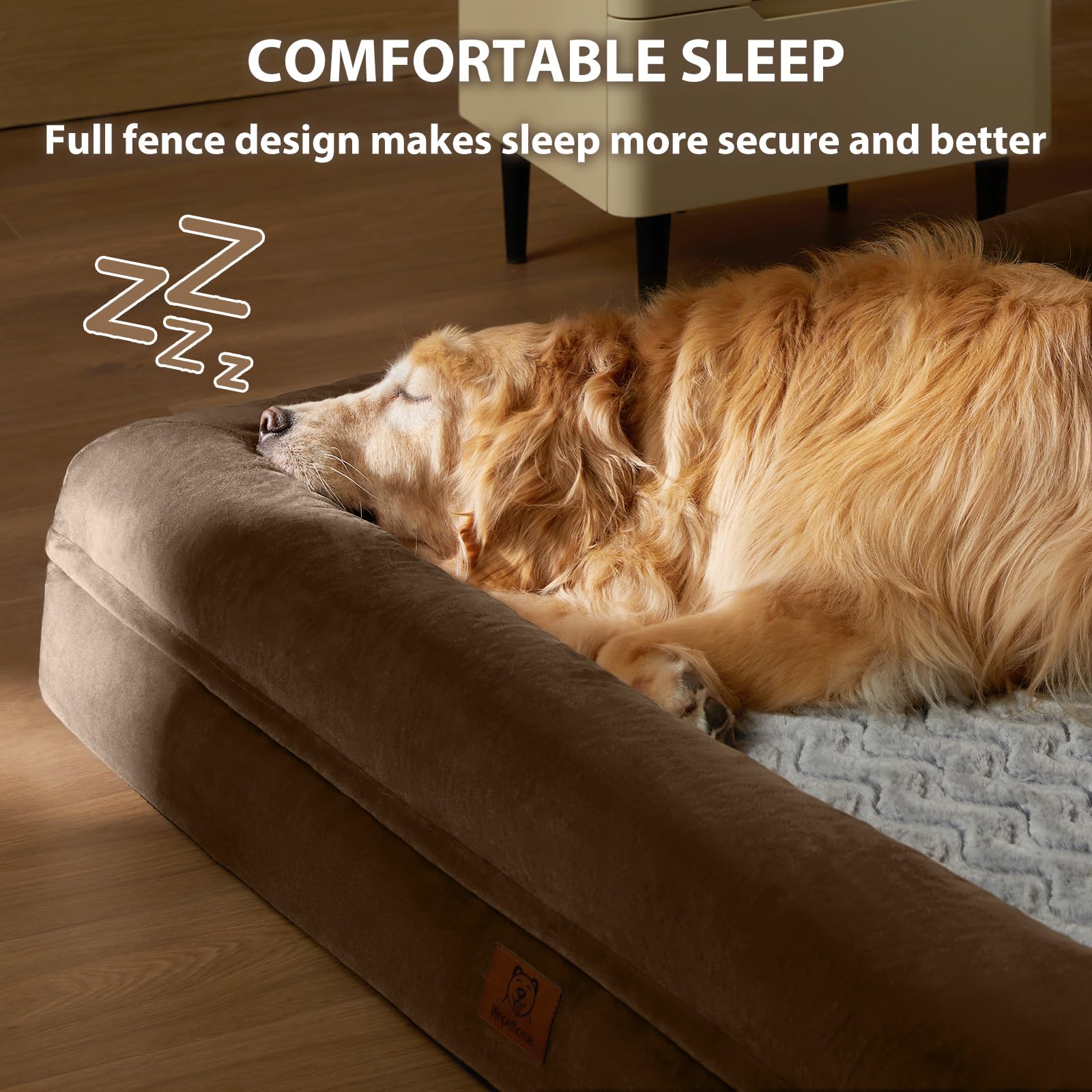 WNPETHOME Camas lavables para perros de gran tamaño, cama para perros XXXL, cama ortopédica para perros con funda extraíble e impermeable, cama extragrande para perros con lados de refuerzo para