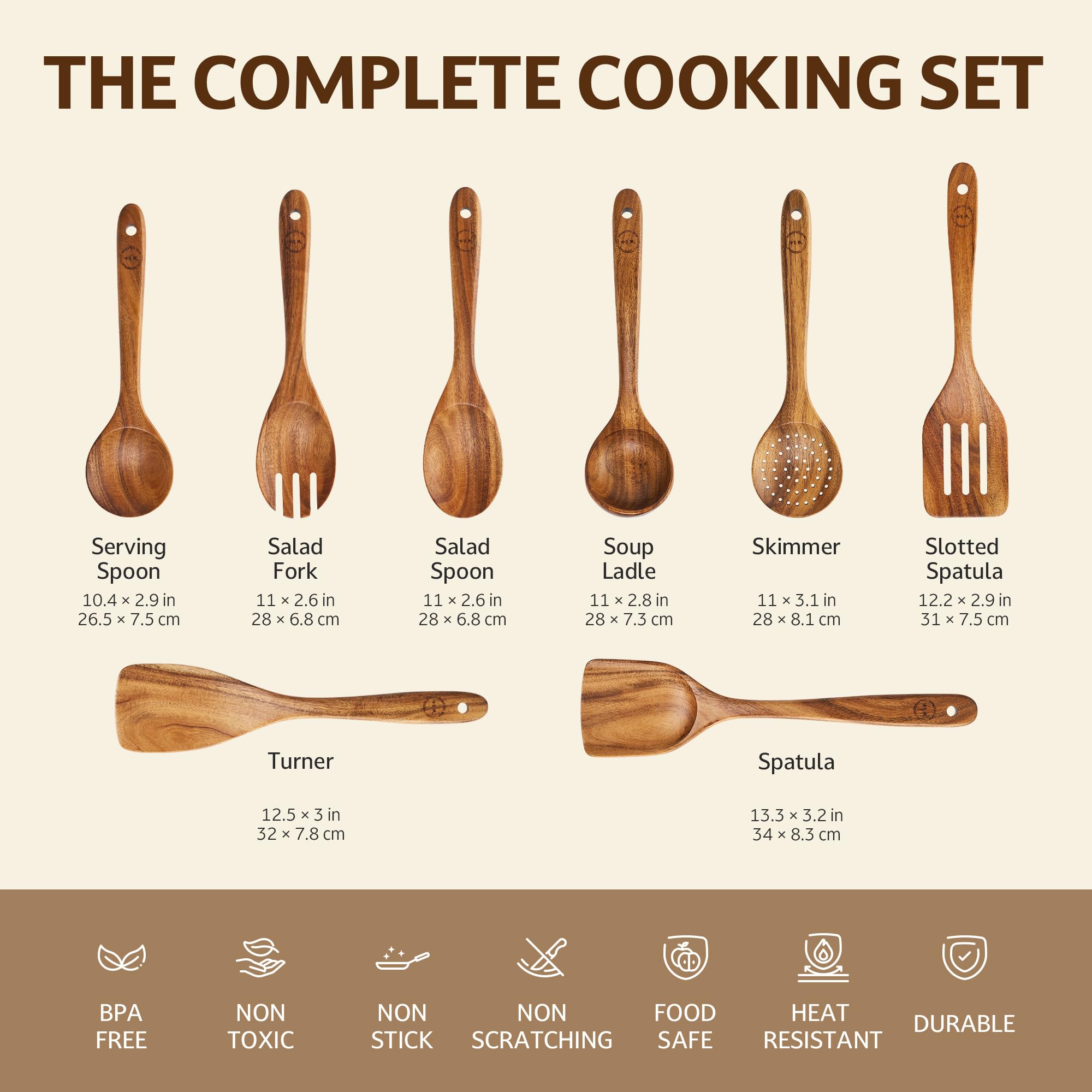 Utensilios de cocina de madera 8 piezas