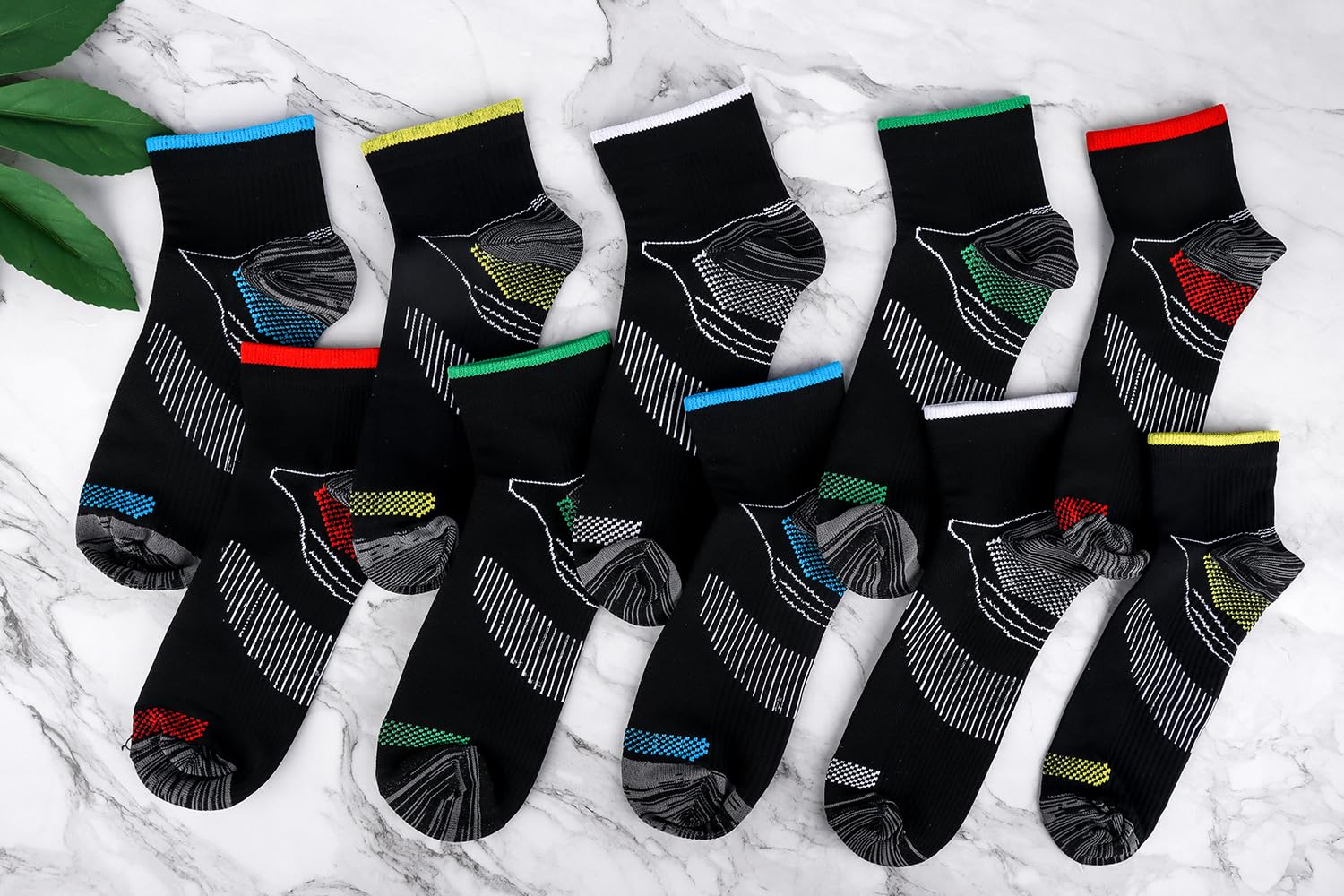 Belloxis 10 Paar Kompressionsstrümpfe Herren/Damen Kompressionssocken Herren/Dame Kurz Compression Socks Thrombosestrümpfe Fersensporn Socken Sport Plantarfasziitis Socken